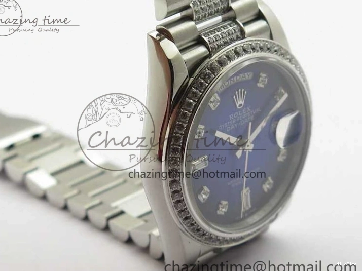 MiroTime 0521 Day-Date 36mm 128239 SS Crystal BP Best Edition Blue Crystal Marker Dial on SS President Bracelet A OdorResistant 2677